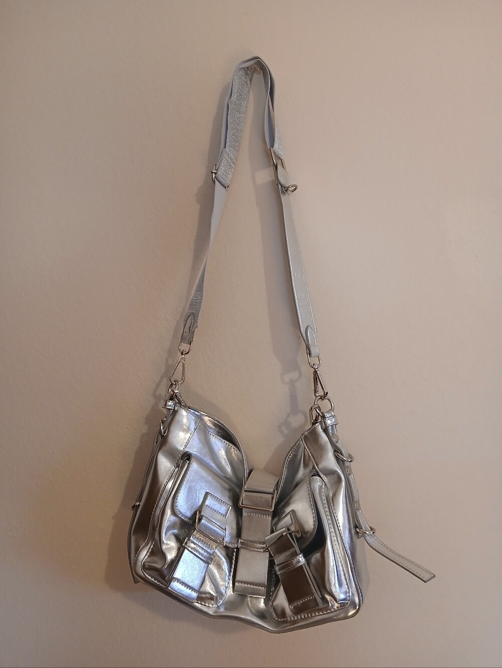 Steve Madden Metallic Silver Hobo Bag